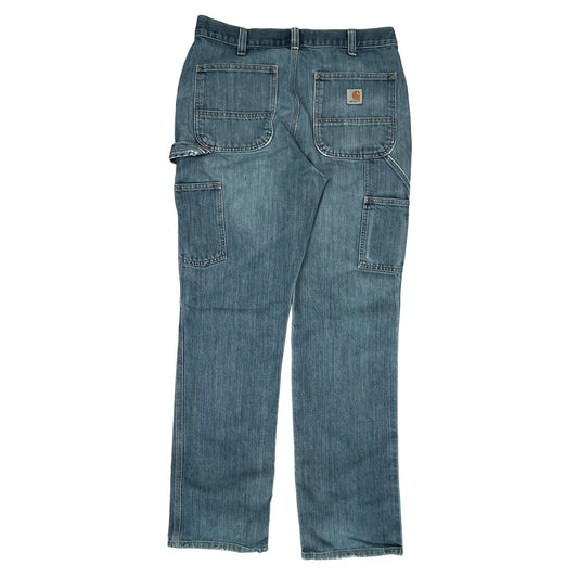 Carhartt Double Knee Carpenter Jeans - 32W 33L Light Wash Cotton Blend