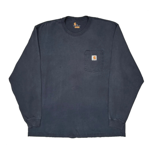 Carhartt Long Sleeve T-Shirt - XL Navy Cotton