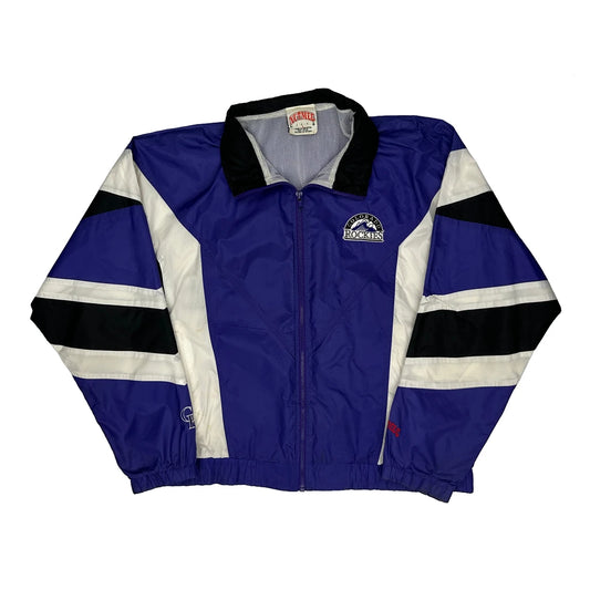 Vintage Colorado Rockies Nutmeg Mlb Windbreaker - Large Purple Nylon