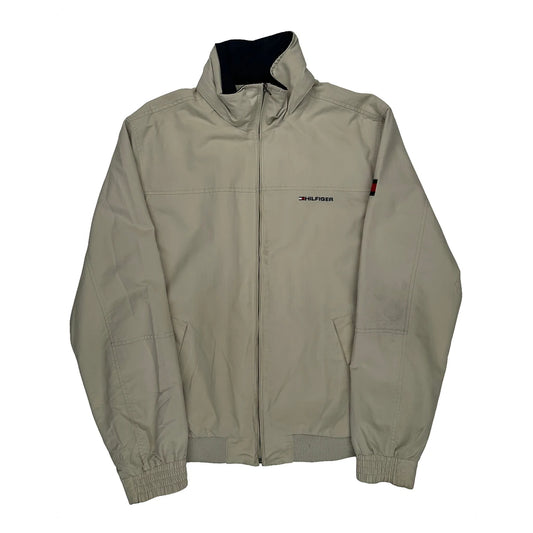Tommy Hilfiger Spellout Harrington Jacket - Large Beige Polyester