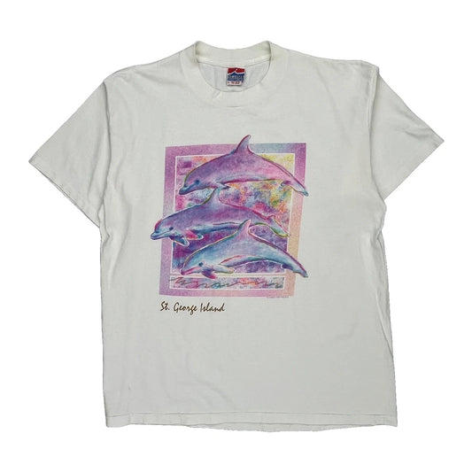 St. George Island Islander Single Stitch T-Shirt - Large White Cotton