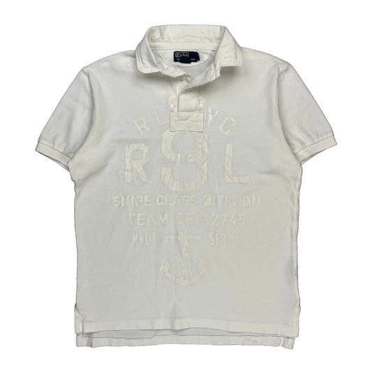 Polo By Ralph Lauren Graphic Polo Shirt - Medium White Cotton