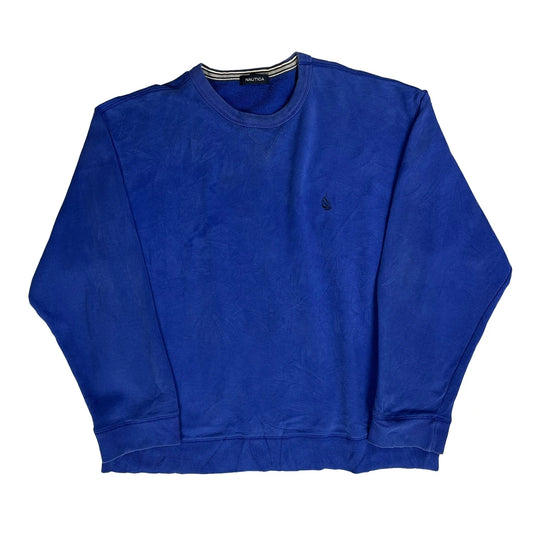 Vintage Nautica Sweatshirt - XL Blue Cotton Blend