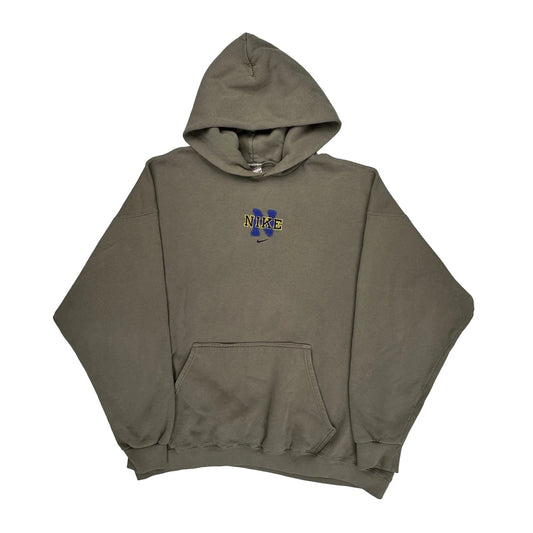 Made In USA Nike Center Swoosh Hoodie - 2XL Gray Cotton