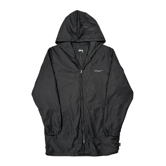 International Stussy Rain Mac Windbreaker - Large Black Polyester
