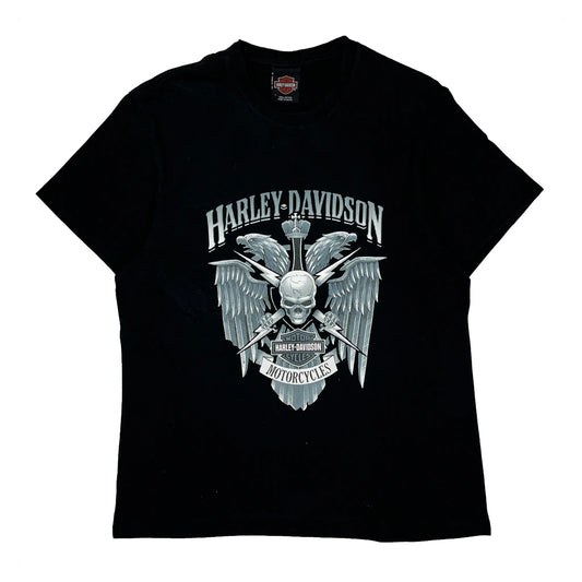 Harley Davidson Graphic T-Shirt - Medium Black Cotton