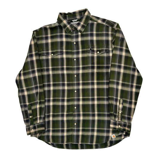 Carhartt Checked Flannel Shirt - XL Cream Cotton