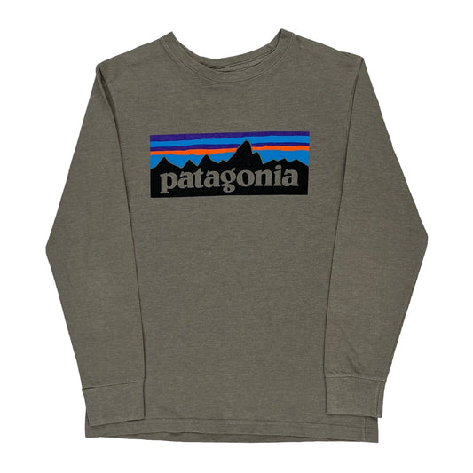 Age 10 Patagonia Graphic Long Sleeve T-Shirt - Medium Grey Cotton
