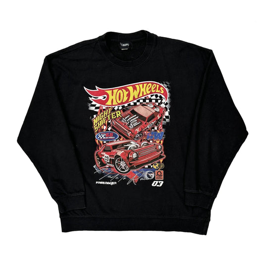 Night Shifter Hot Wheels Graphic Long Sleeve T-Shirt - Large Black Cotton