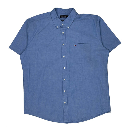Small Logo On Chest Pocket Tommy Hilfiger Short Sleeve Shirt - 2XL Blue Cotton