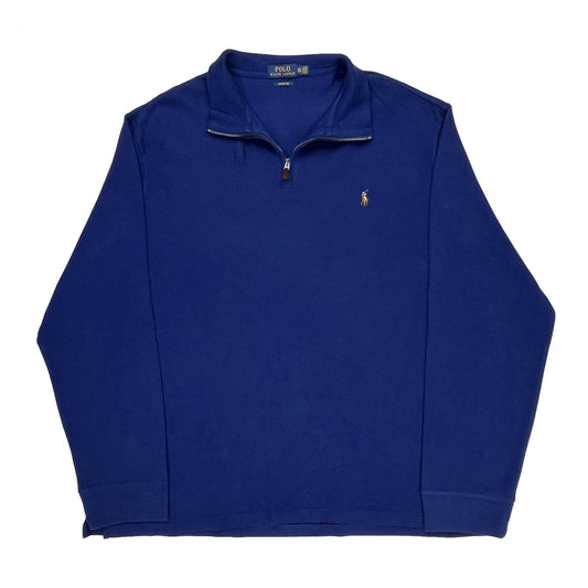 Ralph Lauren 1/4 Zip - 2XL Blue Cotton