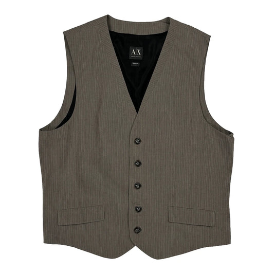 Armani Exchange Pinstripe Waistcoat - Large Grey Polyester