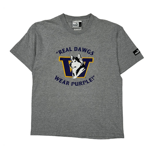 University Puma Graphic T-Shirt - Large Grey Cotton Blend