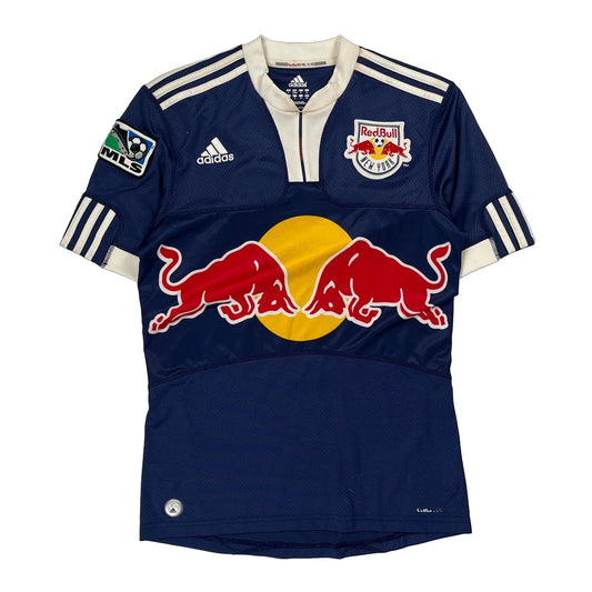 New York Red Bulls 2009-10 Adidas Away Football Shirt - Small Yellow Polyester