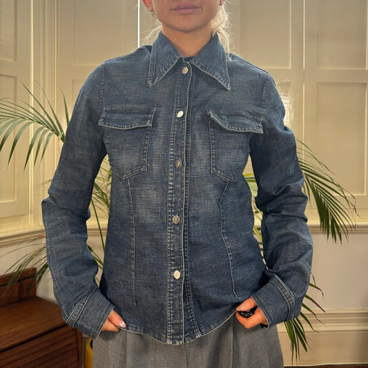 Vintage blue Unbranded Denim Shirt - womens medium