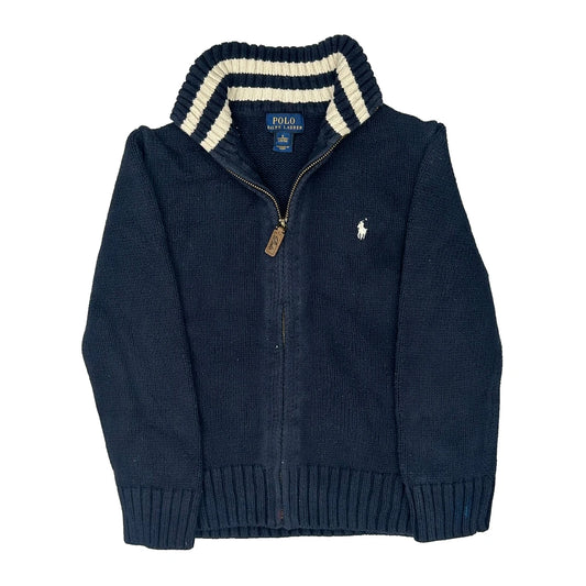 Age 5-6 Polo By Ralph Lauren Zip Up - Small Navy Knitted