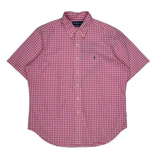Ralph Lauren Checked Short Sleeve Shirt - XL Pink Cotton