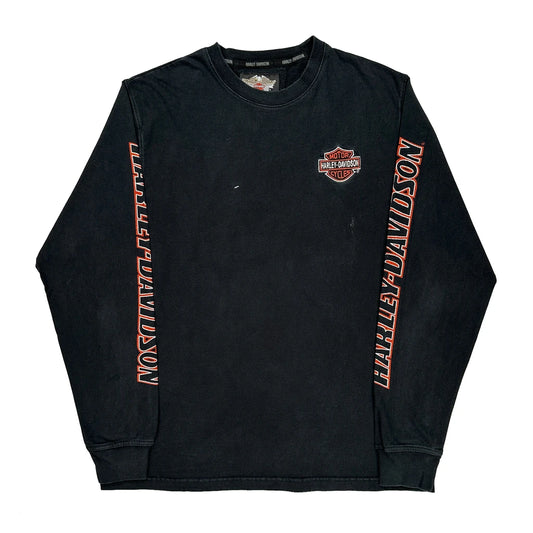 An American Legend Harley Davidson Spellout Long Sleeve T-Shirt - XL Black Cotton