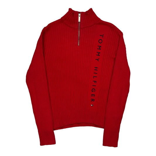 Tommy Hilfiger Spellout Jumper - Large Red Cotton