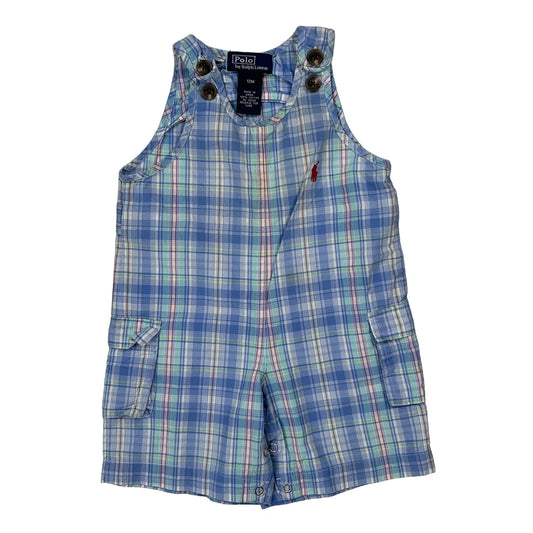 Age 12 Months Polo By Ralph Lauren Checked Overalls - 2XS Blue Cotton