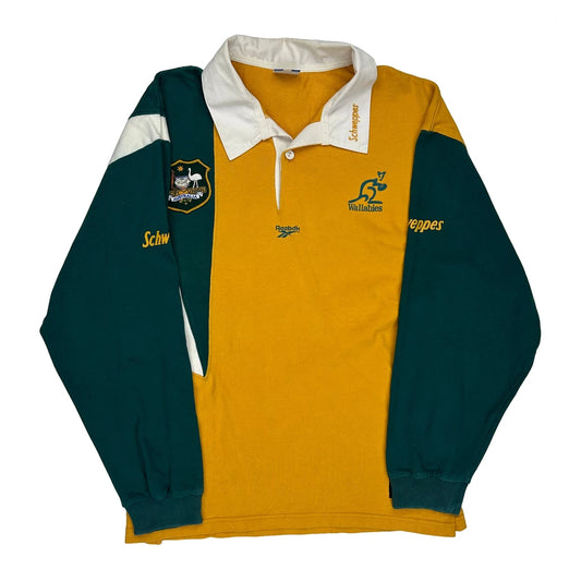 Wallabies Reebok Graphic Rugby Shirt - Large Green Cotton
