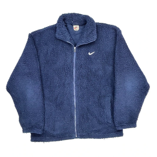 Made In USA Nike Fleece Jacket - Large Blue Polyester