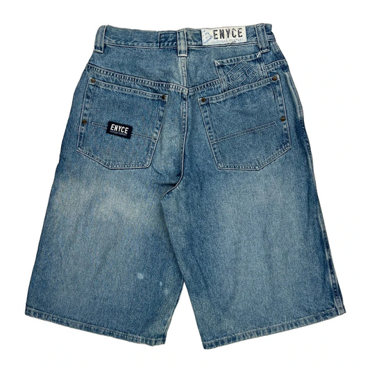 Enyce Hip Hop Denim Shorts - 30W 13L Blue Cotton