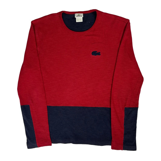 Lacoste Contrast Stitch Long Sleeve T-Shirt - 2XL Red Cotton