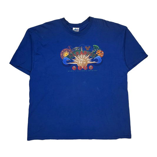 Made In USA Paradise Pier Disney Graphic T-Shirt - 2XL Blue Cotton
