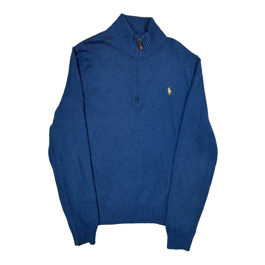 Vintage Polo By Ralph Lauren 1/4 Zip - Large Blue Cotton