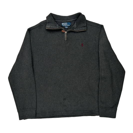 Polo By Ralph Lauren 1/4 Zip - Large Grey Cotton