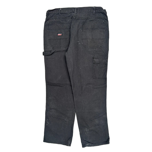 Dickies Double Knee Carpenter Trousers - 38W 31L Black Cotton