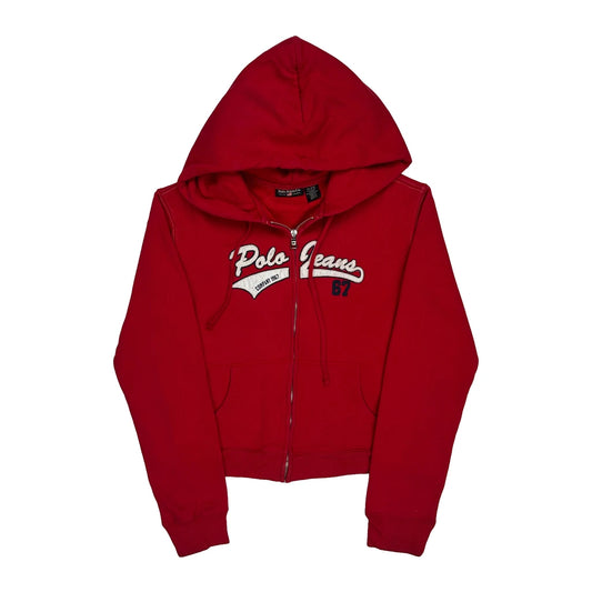 Ralph Lauren Graphic Hoodie - XL Red Cotton Blend