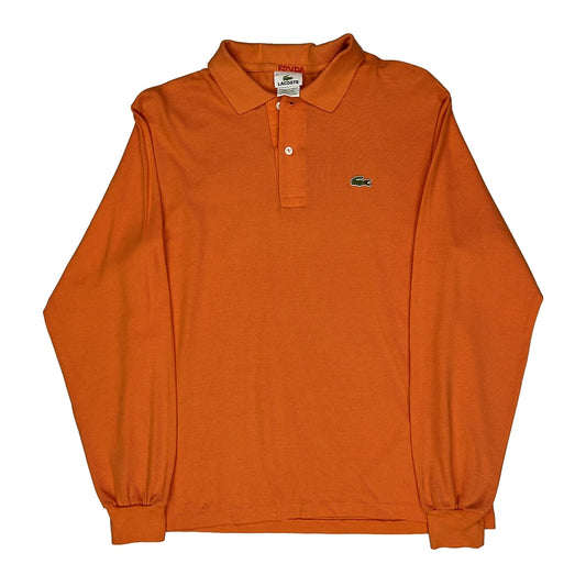 Lacoste Long Sleeve Polo Shirt - Large Orange Cotton