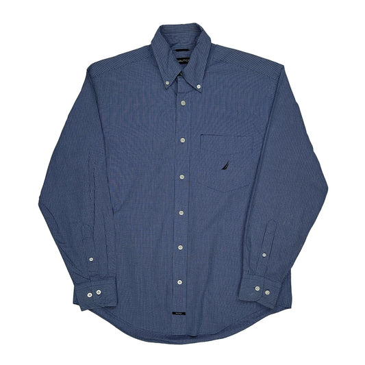 Nautica Checked Shirt - Medium Blue Cotton