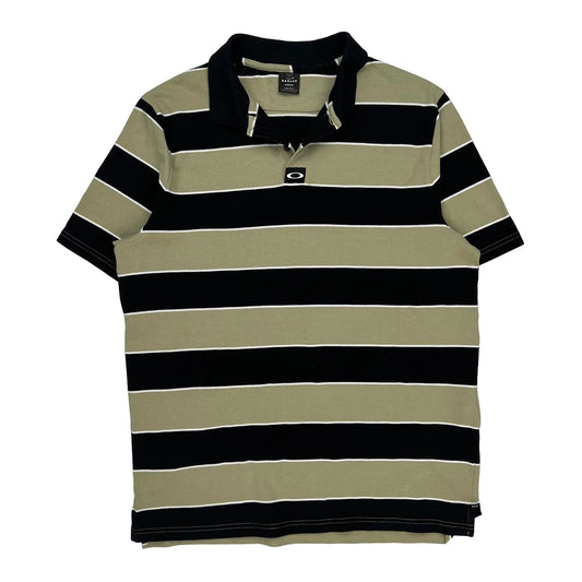 Hydrolix Oakley Striped Polo Shirt - Medium Beige Cotton