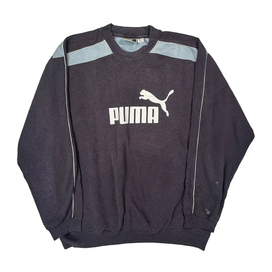 Vintage Puma Spellout Sweatshirt - XL Black Cotton