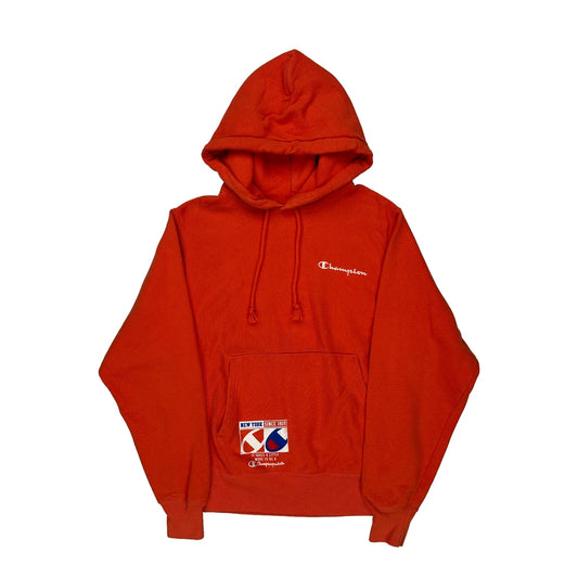 Champion Graphic Hoodie - Small Red Polyester