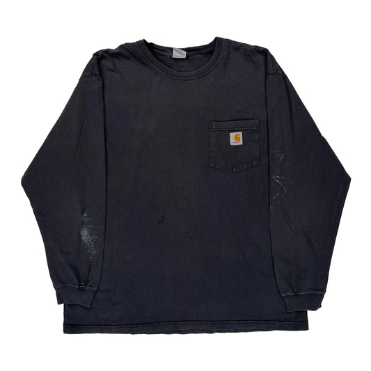 Carhartt Long Sleeve T-Shirt - Large Black Cotton