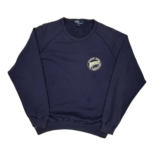 Catch & Release Polo By Ralph Lauren Sweatshirt - Large Navy Cotton