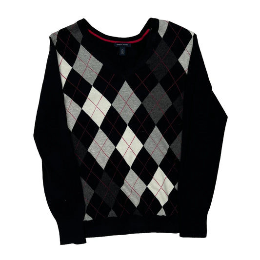 Tommy Hilfiger Argyle Jumper - Medium Grey Cotton