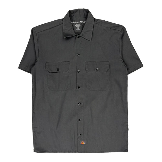Vintage Dickies Short Sleeve Shirt - Medium Grey Polyester Blend