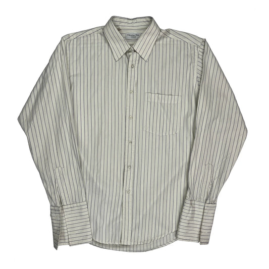 Christian Dior Striped Shirt - Medium Cream Cotton