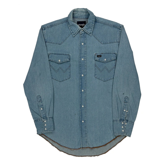 Wrangler Denim Shirt - Large Blue Denim