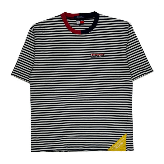Tommy Hilfiger Striped T-Shirt - XL Black & White Cotton