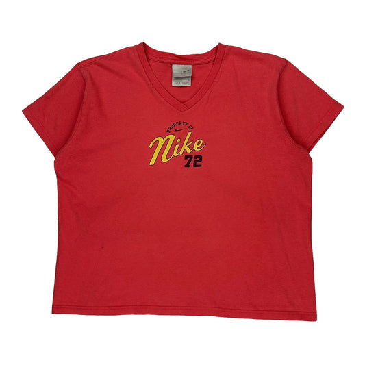 Nike T-Shirt - Large Red Cotton