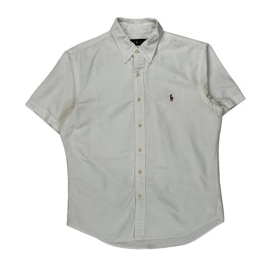 Ralph Lauren Slim Fit Short Sleeve Shirt - Large White Cotton