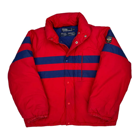 Uni Crest Polo By Ralph Lauren Striped Puffer - Medium Blue Cotton