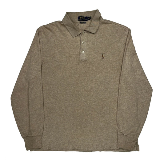 Polo By Ralph Lauren Long Sleeve Polo Shirt - Medium Beige Cotton
