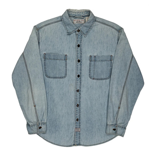 Vintage Levis Denim Shirt - Large Light Wash Cotton